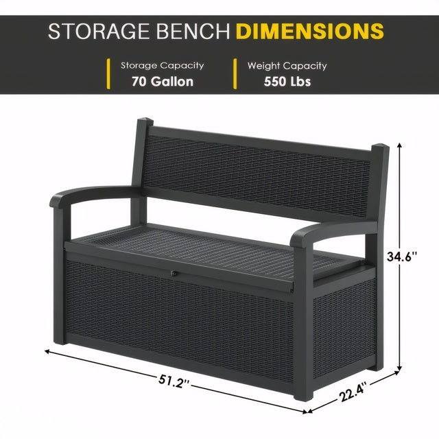 Chic Crate 70 Gallon Bench Deck Box Durable Resin Outdoor Storage And Organization