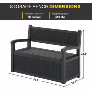 Chic Crate 70 Gallon Bench Deck Box Durable Resin Outdoor Storage And Organization