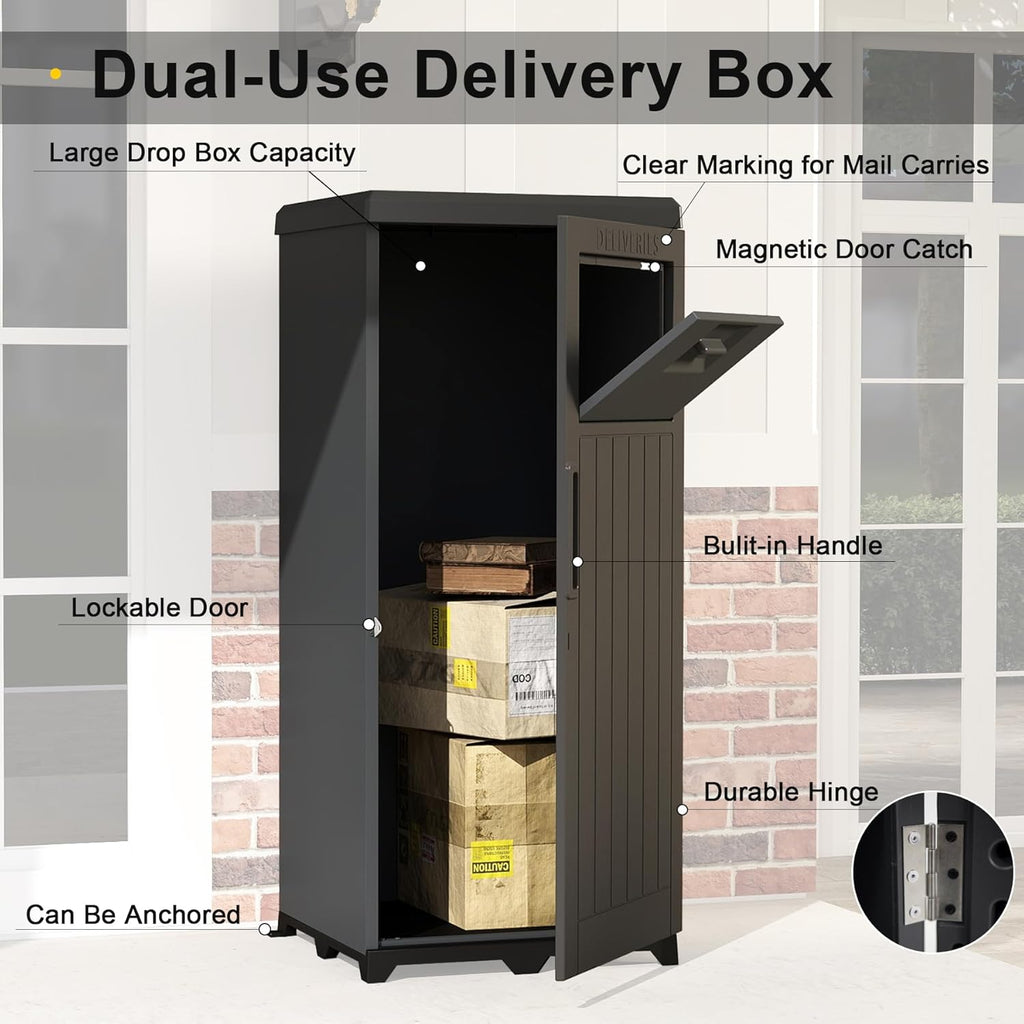 Outdoor Package Delivery Box, Large Waterproof Lockable Parcel Drop Box for Porch & Home