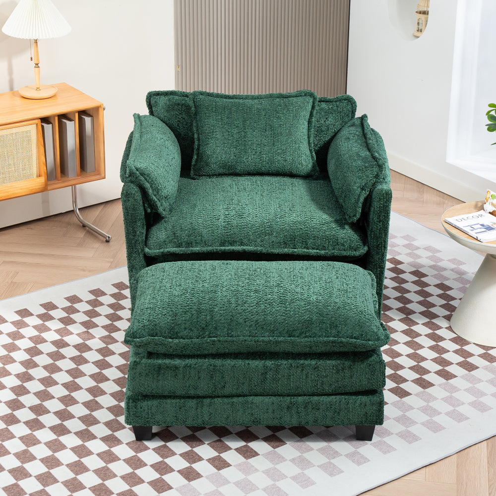 Chic Crate - 55.32*39.76" Oversized Sofa Indoor,Portable ottoman,Boucle Single Sofa Bed with Wider seat,Double deep cushion,Strong wrapping of thick armrests for Living Room,Bedroom.3 Colors.