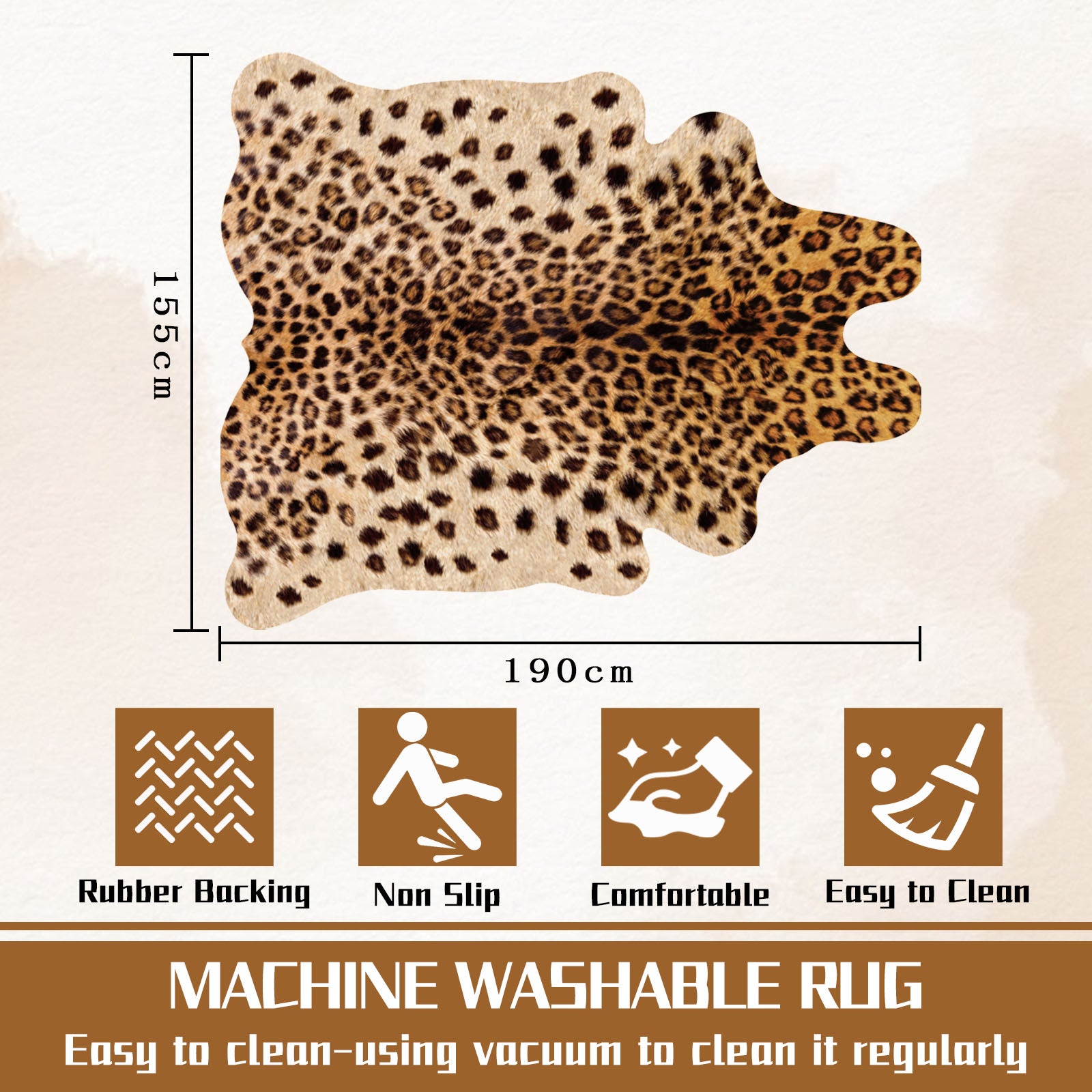 Faux Cowhide Rug 61x74.8 Inch, Western Animal Skin Carpet for Living Room Bedroom, Cowboy Cowgirl Home Decor