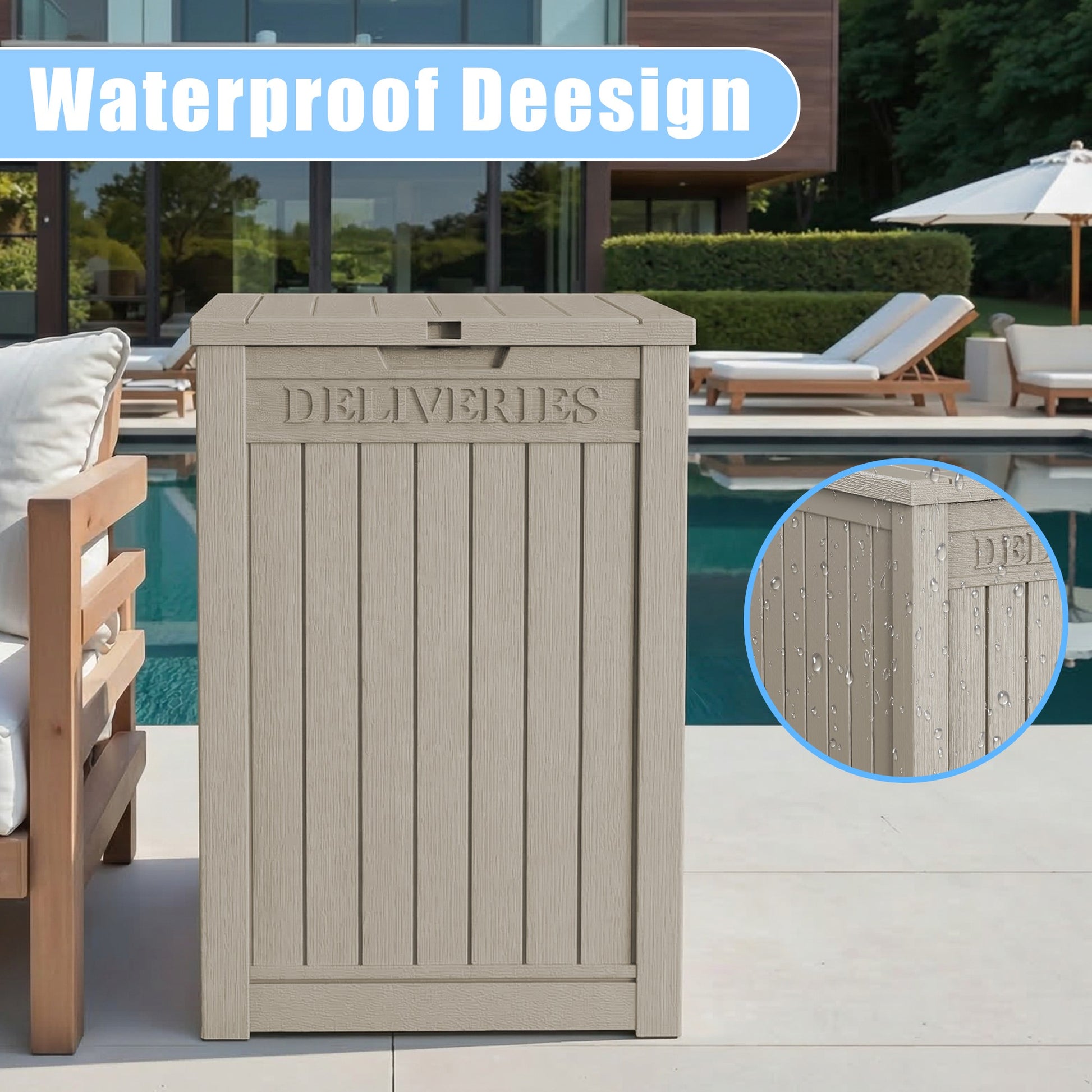 Large Package Delivery Box,Waterproof Deck Box for Porch & Patio,Lockable Resin Outdoor Storage Box