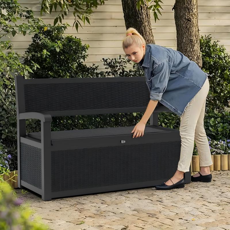 Chic Crate 70 Gallon Bench Deck Box Durable Resin Outdoor Storage And Organization