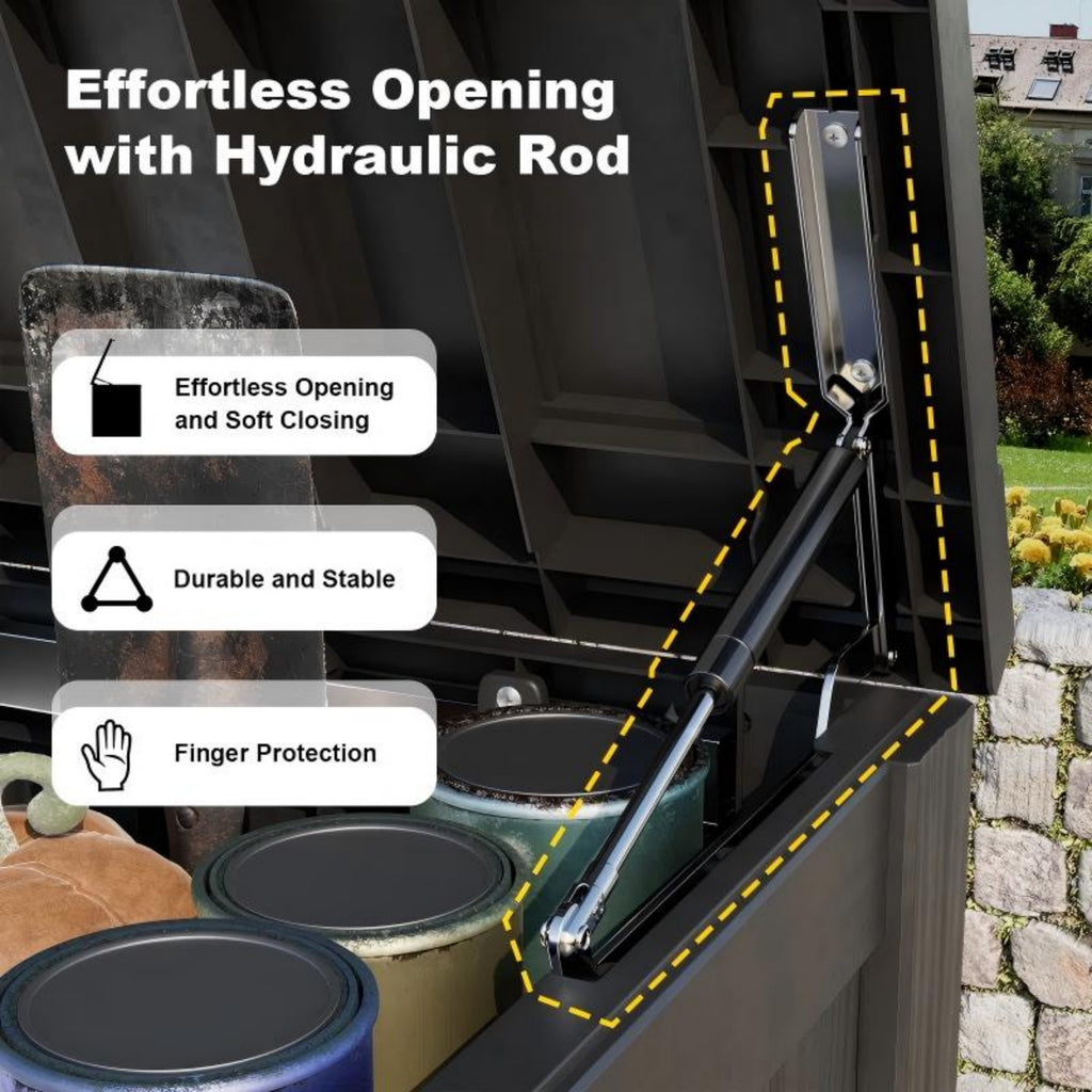 150 Gallon Resin Deck Box, Water-Resistant Lockable Outdoor Storage Box for Patio Organization