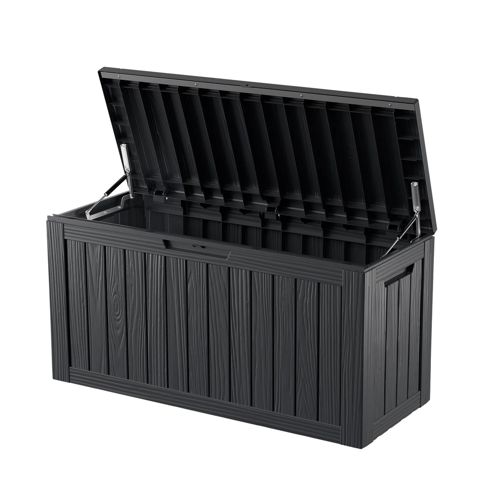 80 Gallon Outdoor Deck Box, Water-Resistant Resin Storage Box with Lockable Lid for Patio