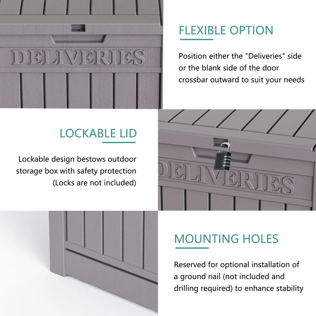 Chic Crate-Package Delivery Box, Large Lockable Storage Box, Double-Wall Resin Outdoor Package Delivery And Waterproof Deck Box For Porch, Patios