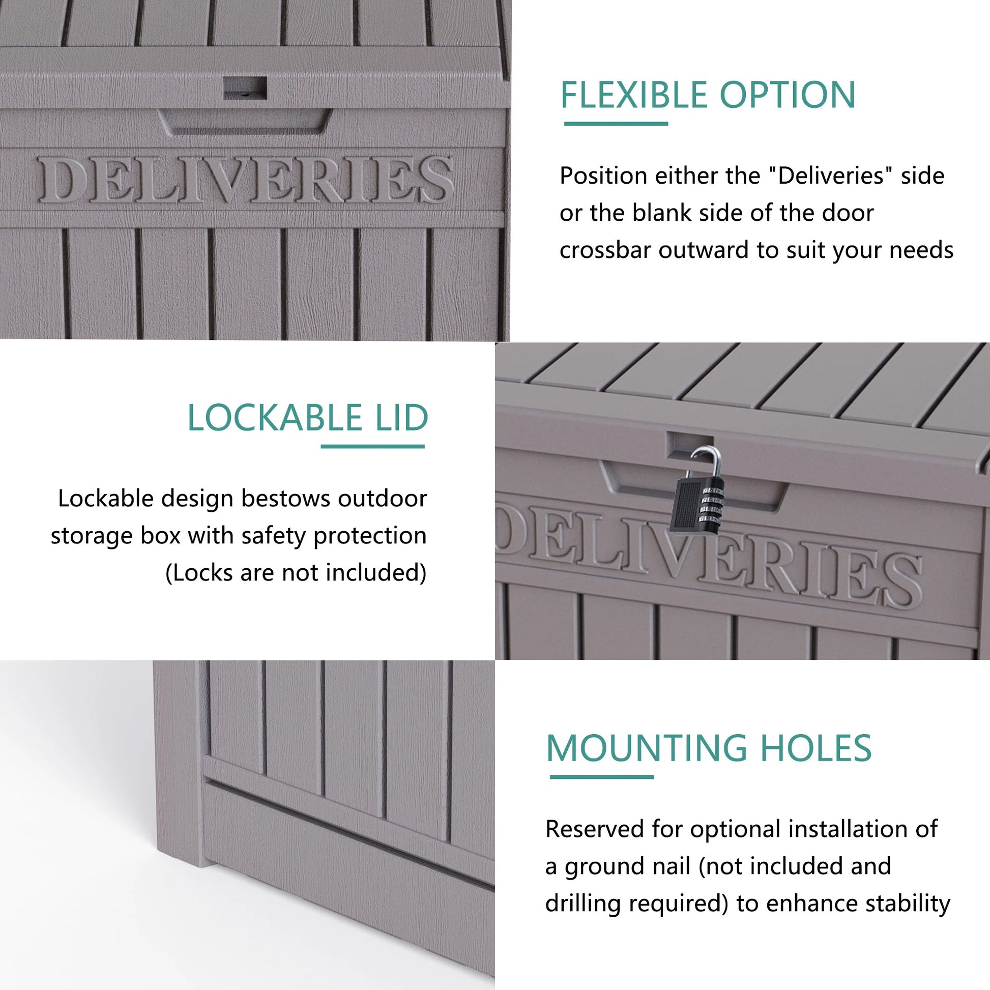 Chic Crate-Package Delivery Box, Large Lockable Storage Box, Double-Wall Resin Outdoor Package Delivery And Waterproof Deck Box For Porch, Patios