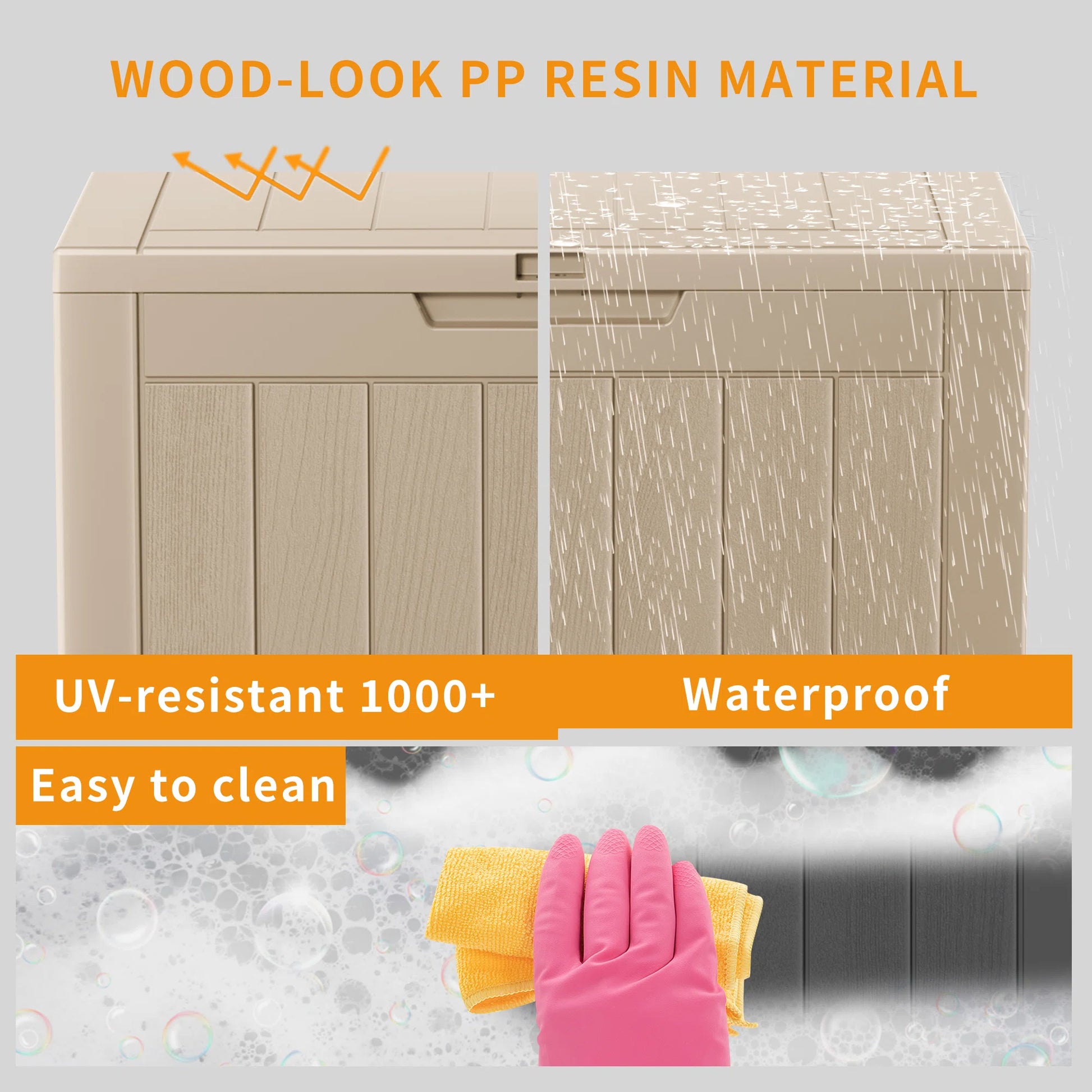 30 Gallon Deck Box, Water-Resistant Resin Outdoor Storage Box with Lockable Lid for Patio