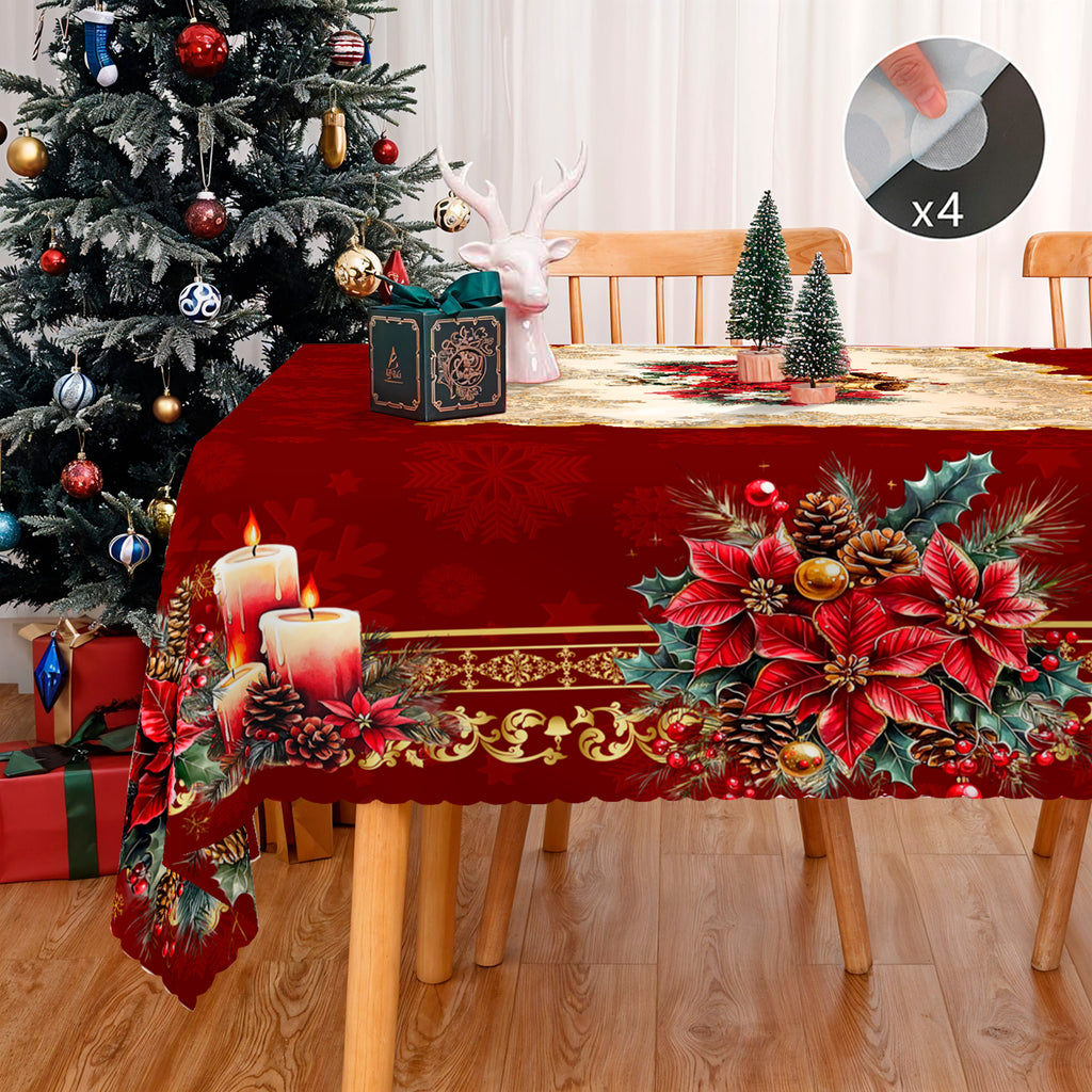 Christmas Tablecloth, Snowman Tablecloth, Christmas Tree Tablecloth Washable Table Cover for Home Kitchen Holiday Deco
