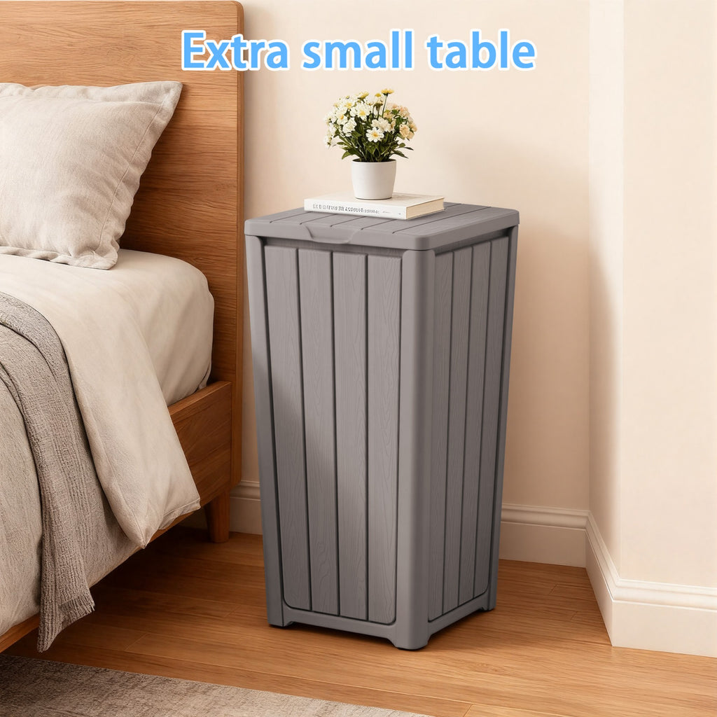 23 Gallon Outdoor Trash Bin, Resin Manual Lift Garbage & Recycling Storage Deck Box with Lid