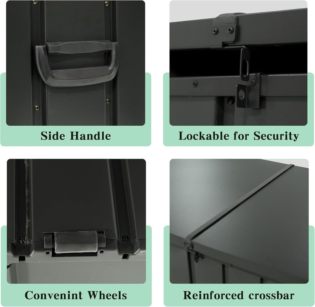 200 Gallon Patio Steel Storage Deck Box, Waterproof Lockable Bin for Cushions, Pillows & Tools