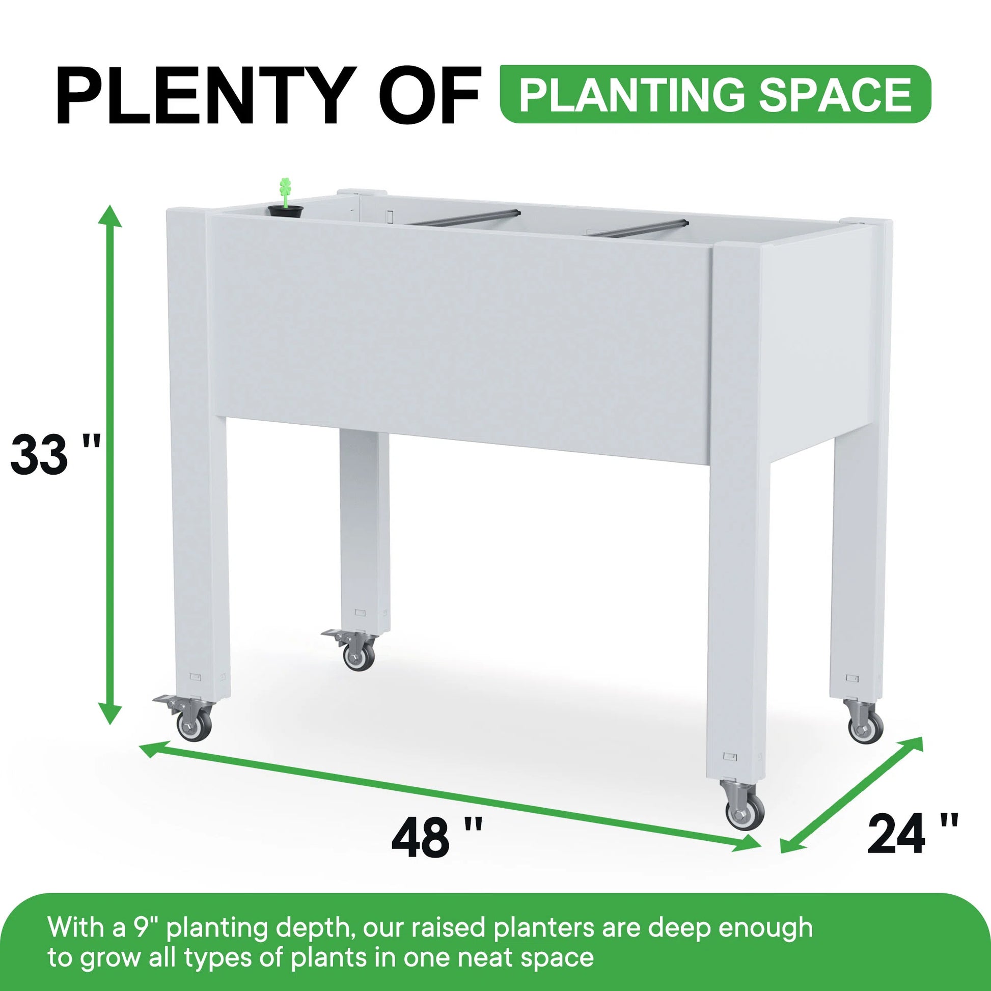 Chic Crate - Raised Garden Bed with Wheels, Outdoor Planter Box for Vegetables, Flowers & Herbs