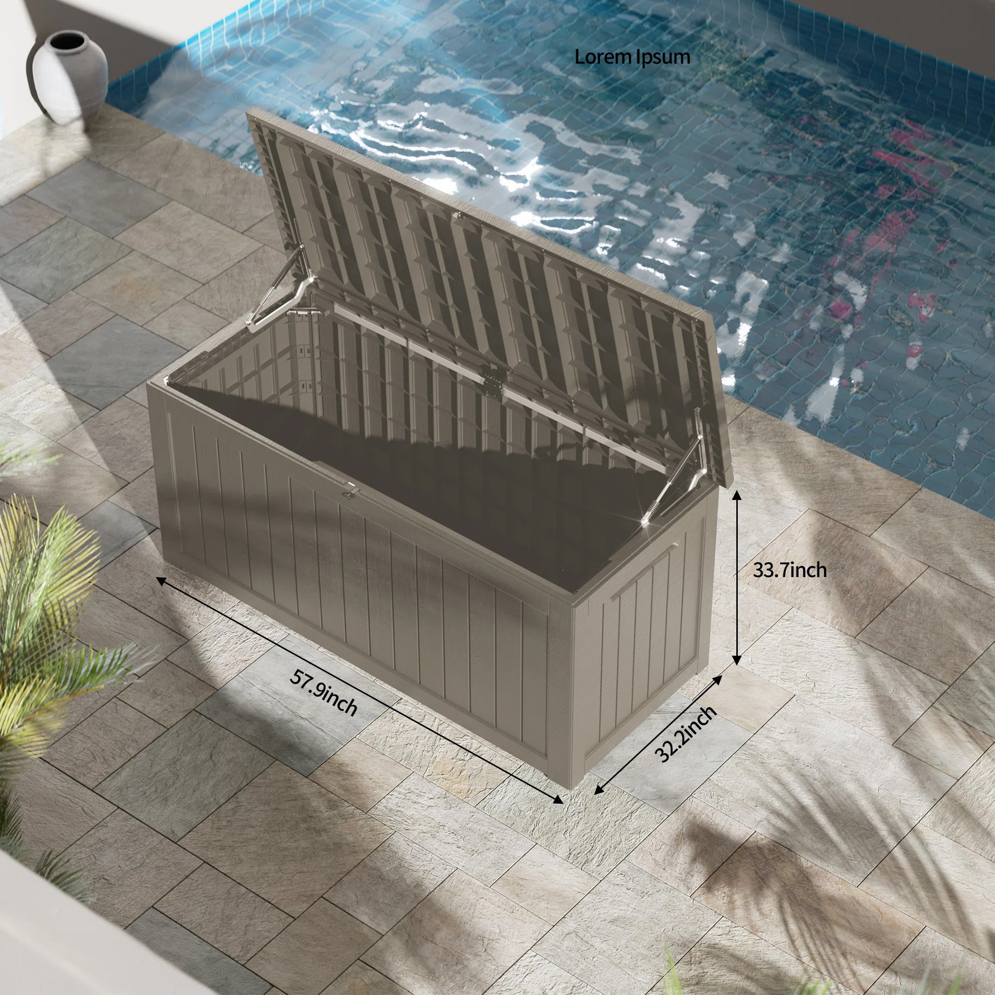 230 Gallon Resin Deck Box, Water-Resistant Lockable Outdoor Storage Box for Patio Organization