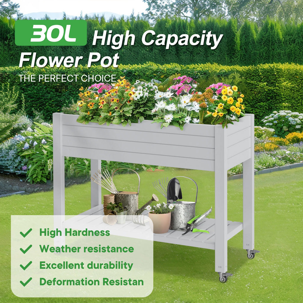 Garden Bed with wheels, Outdoor Planter Box for Vegetables, Flowers & Herbs, 21 Gallon Raised Planter