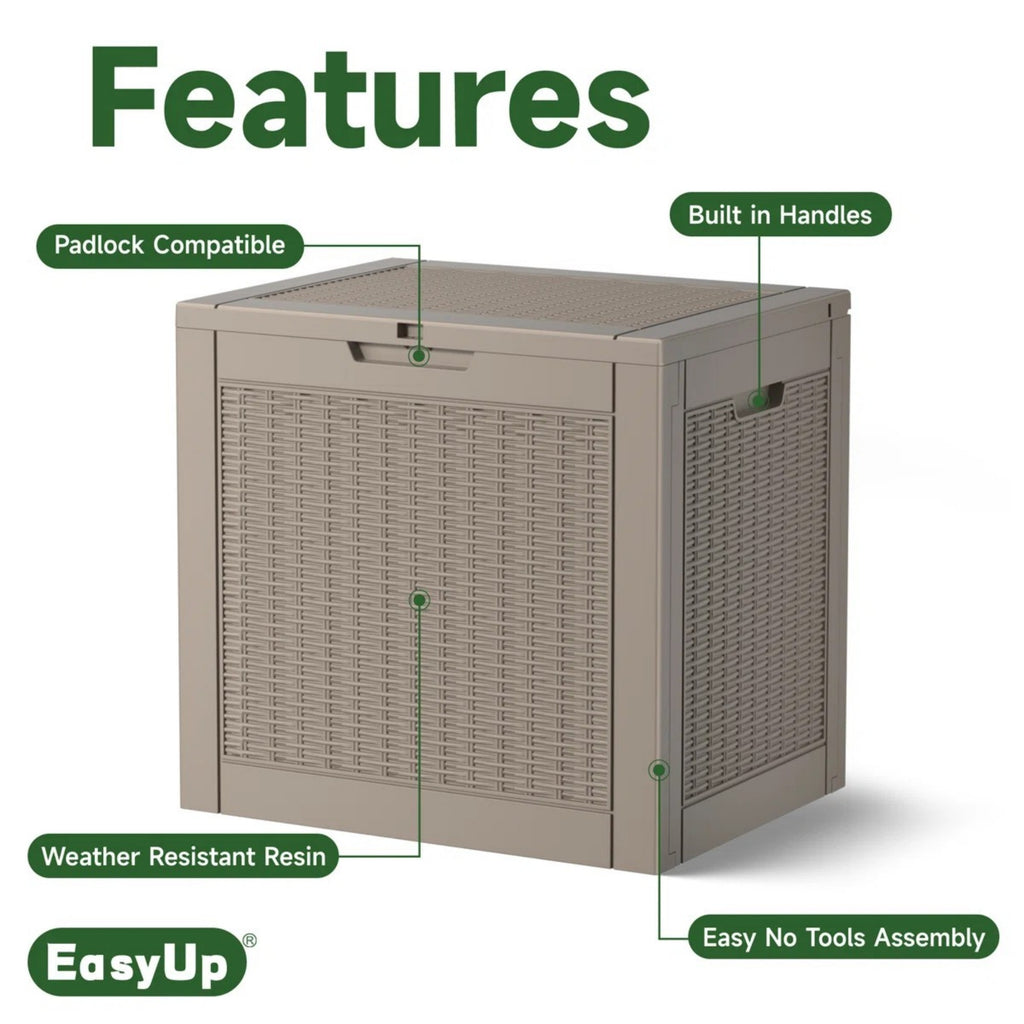 30 Gallon Deck Box, Water-Resistant Resin Outdoor Storage Box with Lockable Lid for Patio