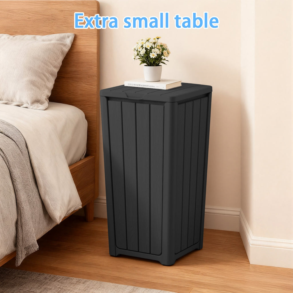 23 Gallon Outdoor Trash Bin, Resin Manual Lift Garbage & Recycling Storage Deck Box with Lid