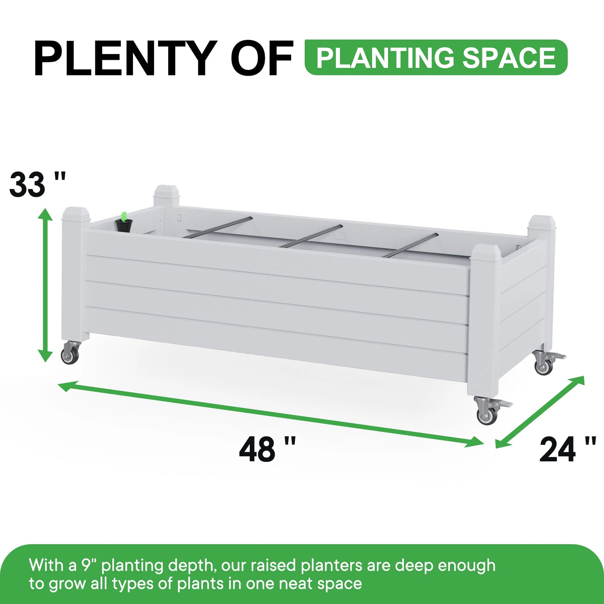 21Gallon Outdoor Planter Box, Garden Bed for Vegetables, Flowers & Herbs, Raised Planter