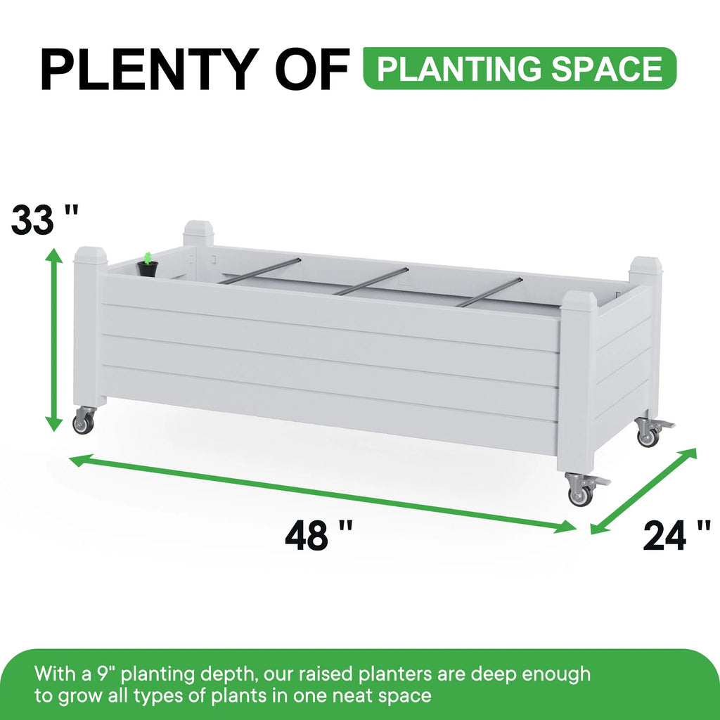 Chic Crate - Outdoor Raised Garden Bed Planter Box With Wheels