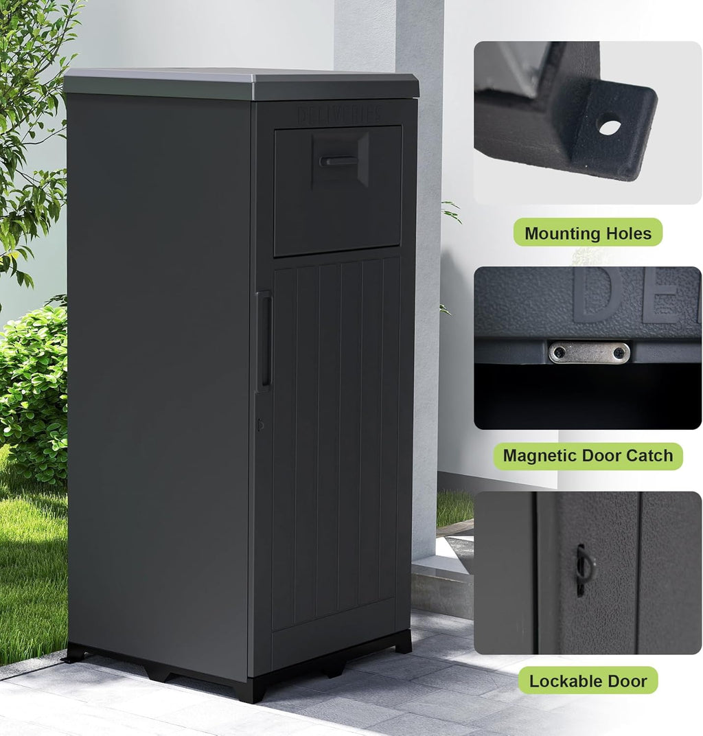 Outdoor Package Delivery Box, Large Waterproof Lockable Parcel Drop Box for Porch & Home