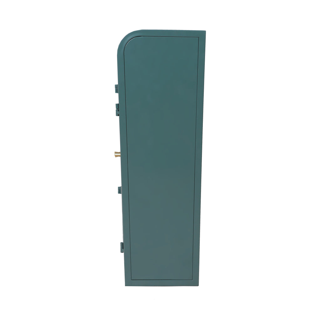Chic Crate-Army Green 2-Door Wall-Mounted Metal Cabinet – Tempered Glass Shelves | Multi-Room | Bath, Kitchen, Office