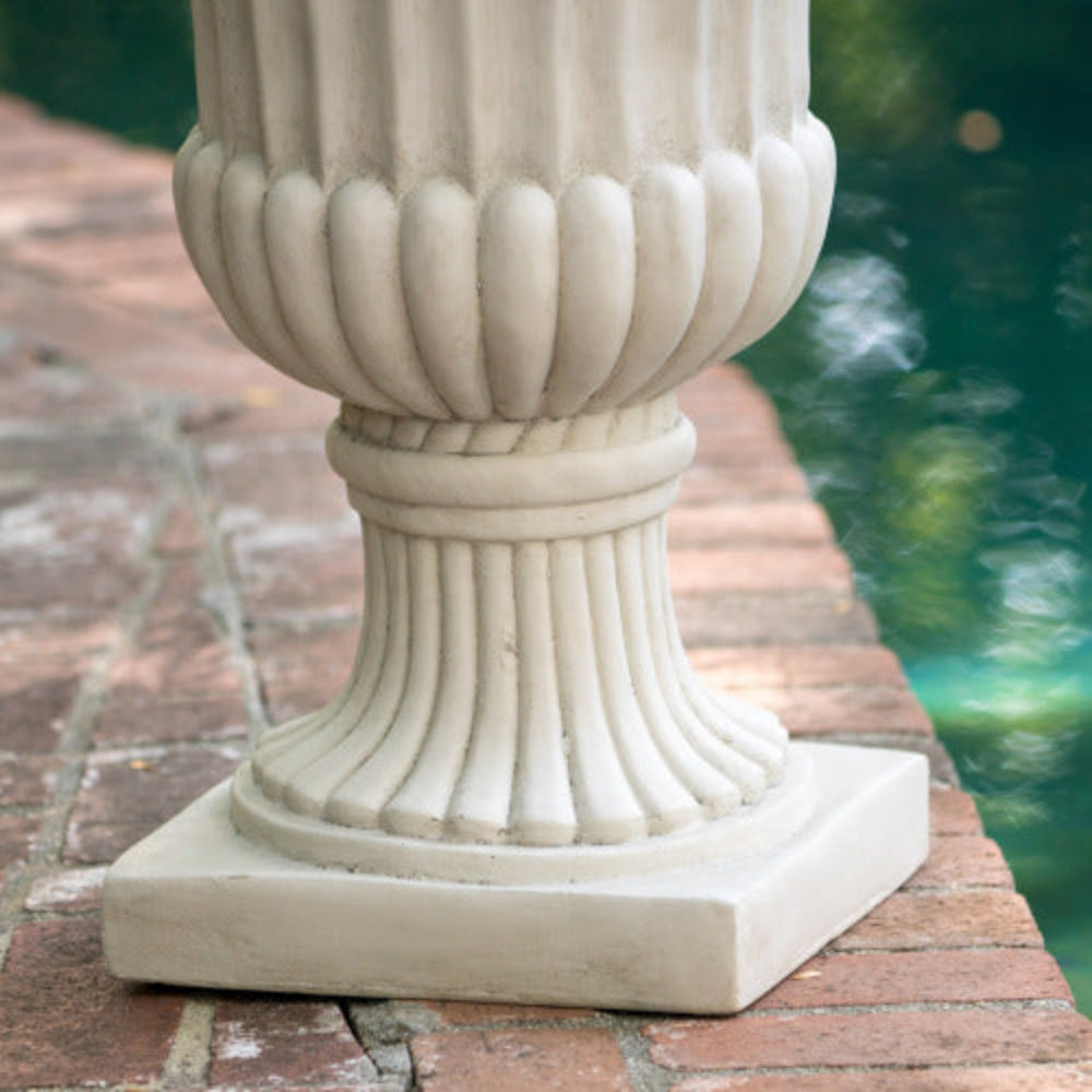 26 Inch Antique White Italian Urn Planter, Classic Indoor Outdoor Decorative Flower Pot for Patio Garden Living Room, Handmade Unique Design