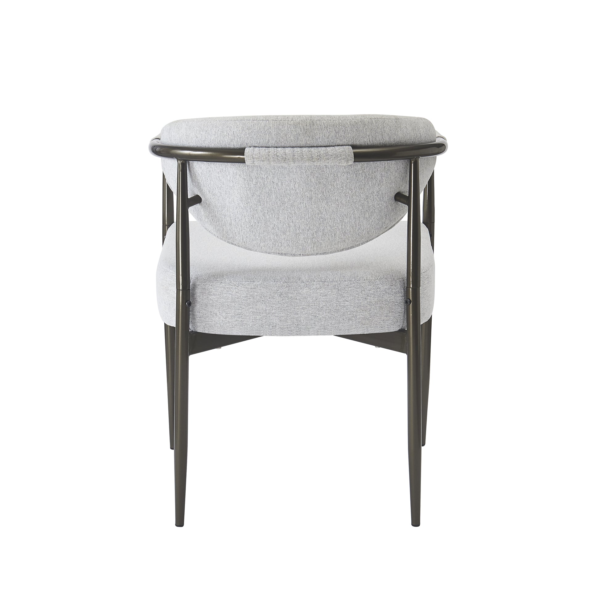Modern Dining Armchairs with Thick Padded Cushion & Bronze Iron Legs (Set of 2)