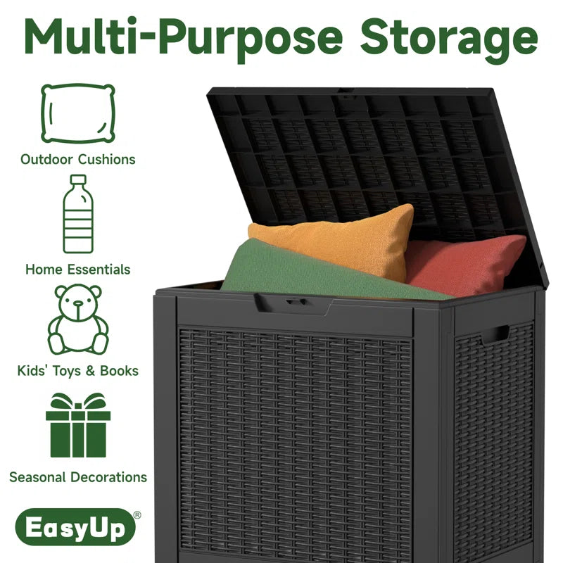 Chic Crate - StormForce Compact 30Gal Deck Box - Waterproof Nano-Resin w/ SecureLatch Pro & SpaceSaver Design - Patio Furniture/Kids Toys Storage