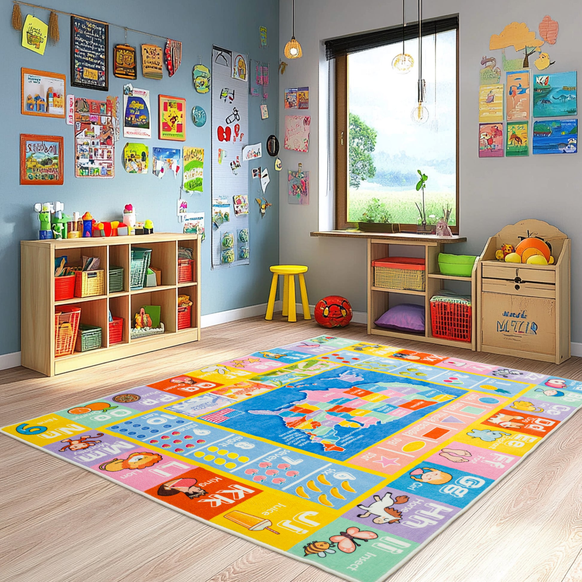 Kids ABC Educational Area Rugs For Kids Boys Girls Kindergarten Decorative Soft Crawling Floor Mats Children's Bedside Rugs