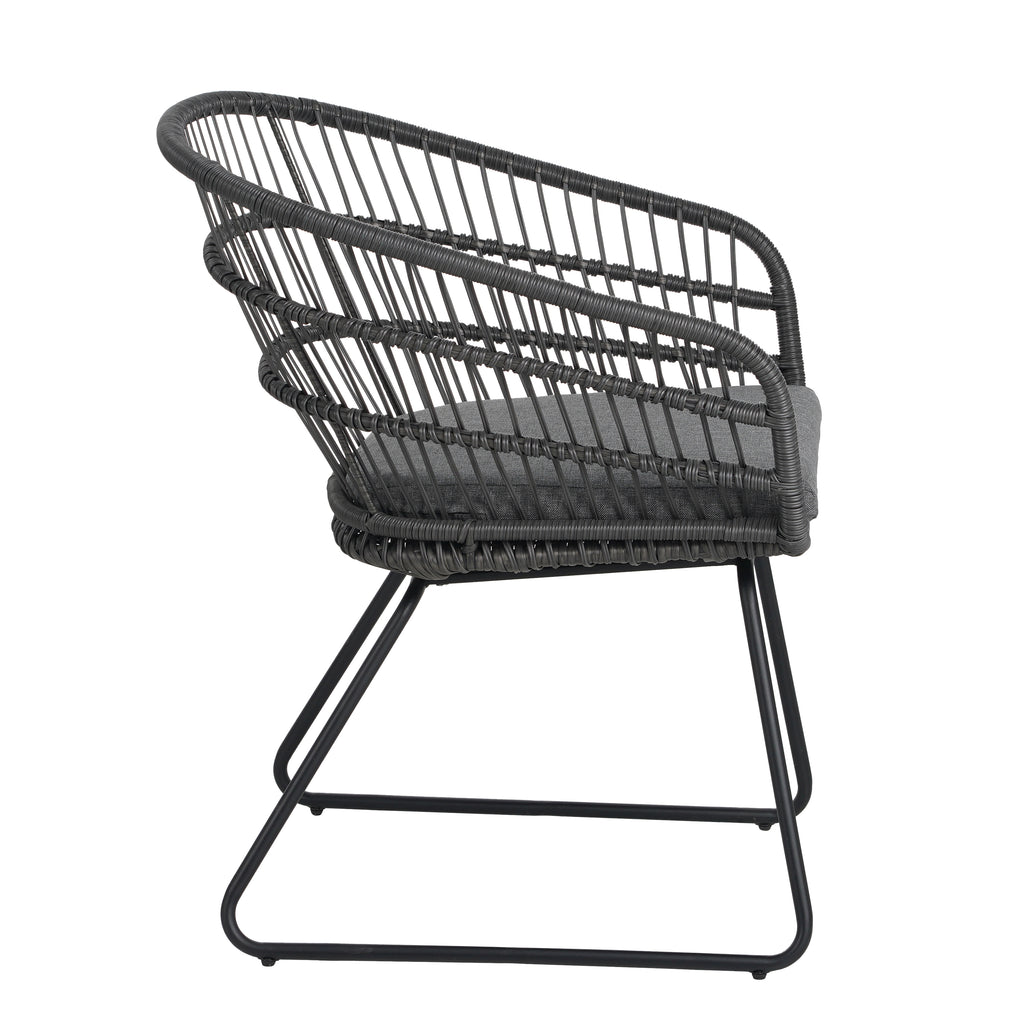 Outdoor Patio Dining Chairs Set of 2 Wicker Armchairs with Removable Cushions