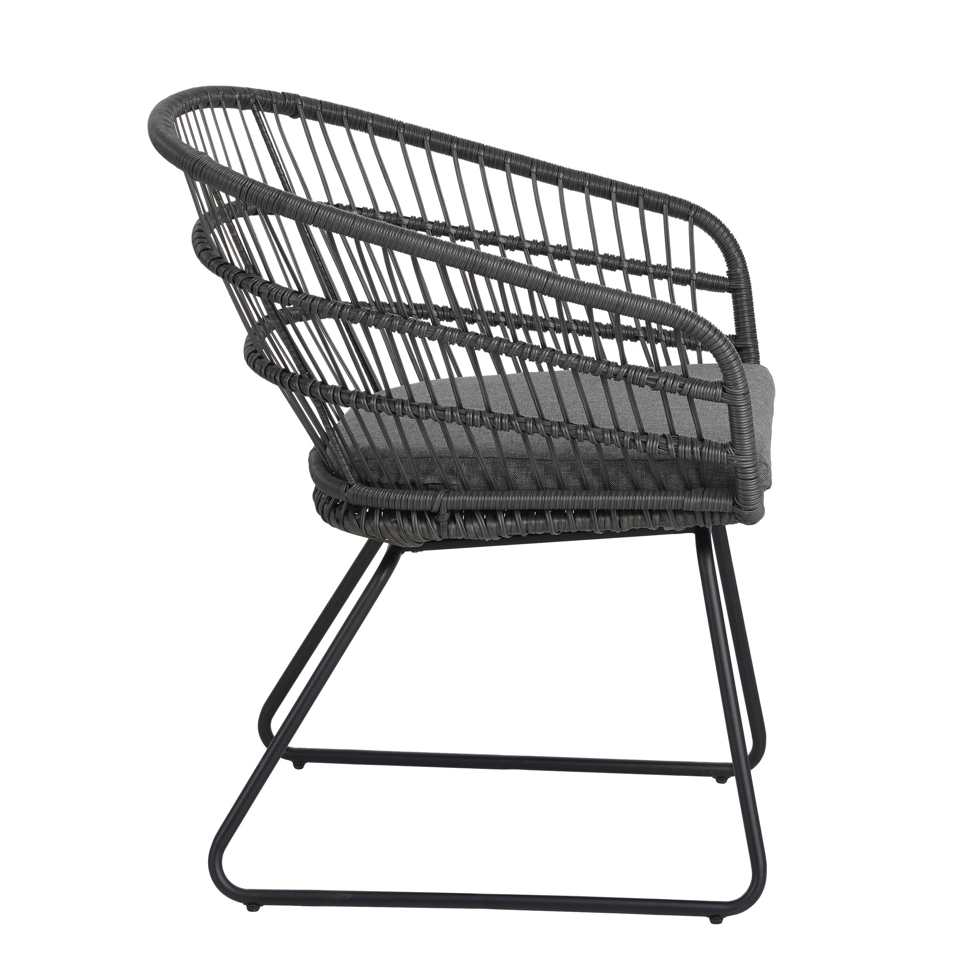 Outdoor Patio Dining Chairs Set of 2 Wicker Armchairs with Removable Cushions