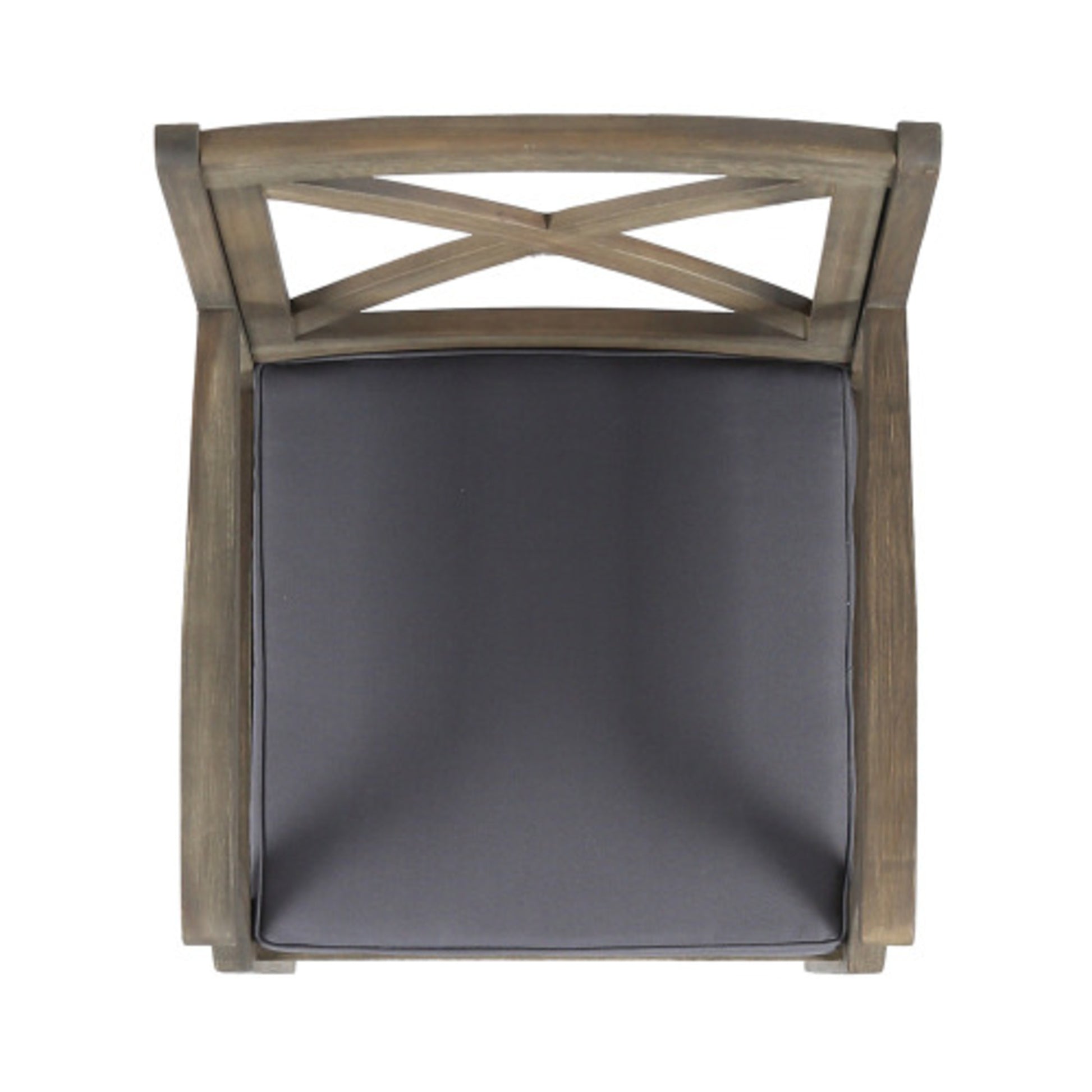 Acacia Wood Outdoor Dining Chairs with Water-Resistant Grey Cushions (Set of 2)