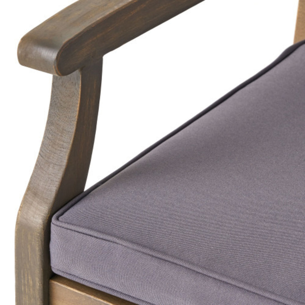 Acacia Wood Outdoor Dining Chairs with Water-Resistant Grey Cushions (Set of 2)