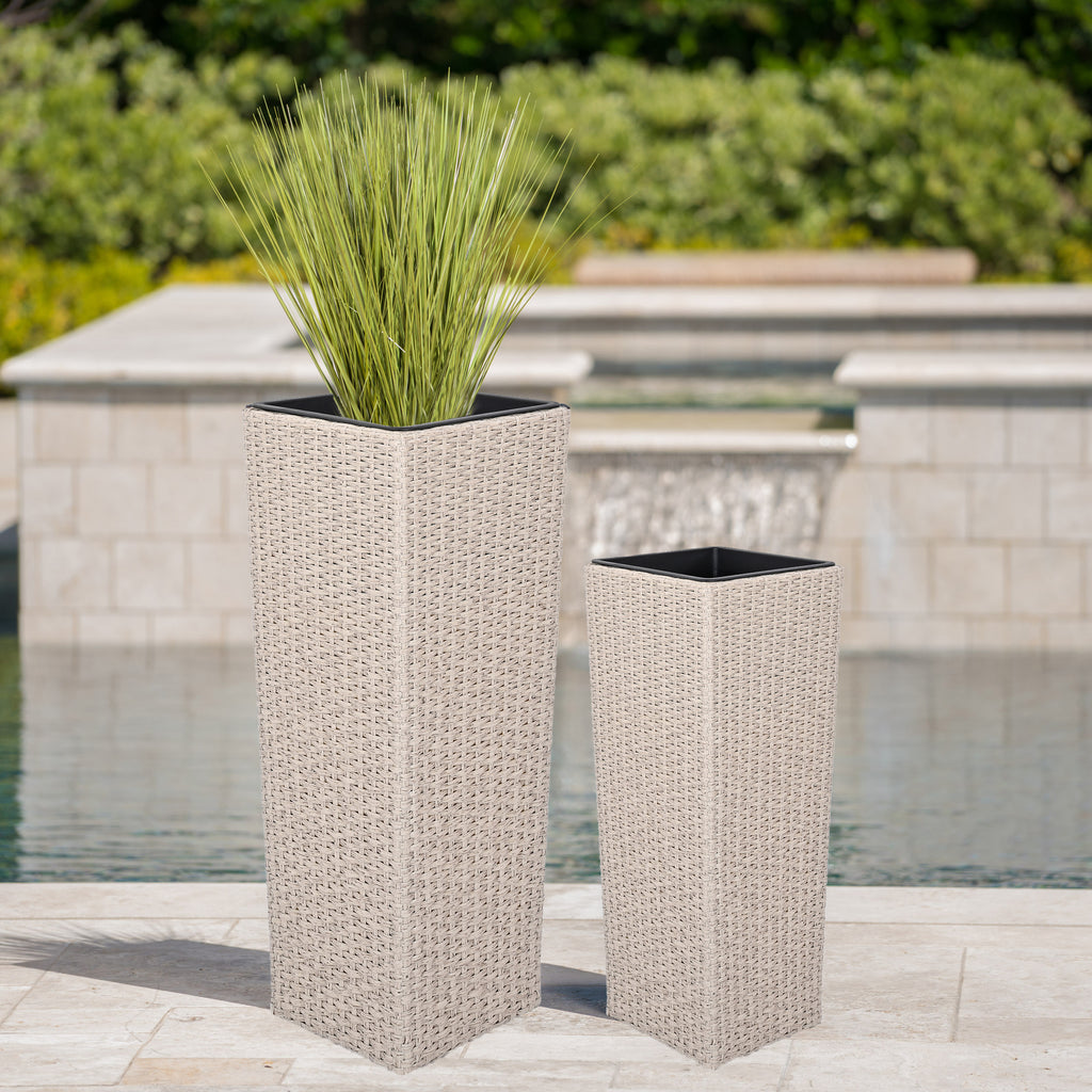 Multi Size Round MGO Planter Set Cement Texture Plant Pots with Drainage for Home Garden