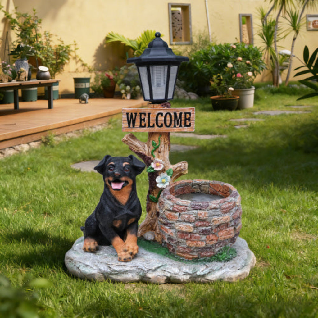 Puppy Dog Shaped Planter Statue with Vivid Design for Indoor and Desktop Planting