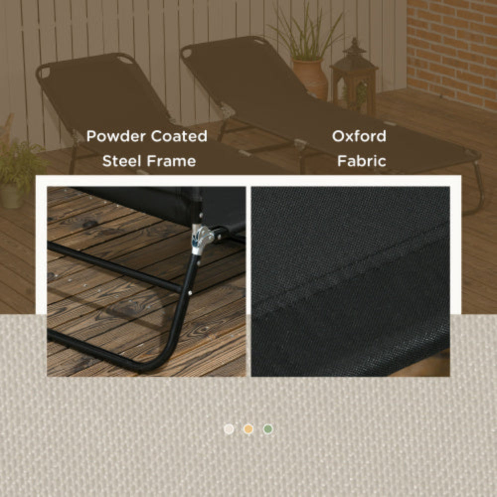 2-Piece Folding Chaise Lounge Pool Chairs, Outdoor Tanning Chairs with 5-Level Reclining Back & Sturdy Steel Frame for Beach, Yard, Patio, Black