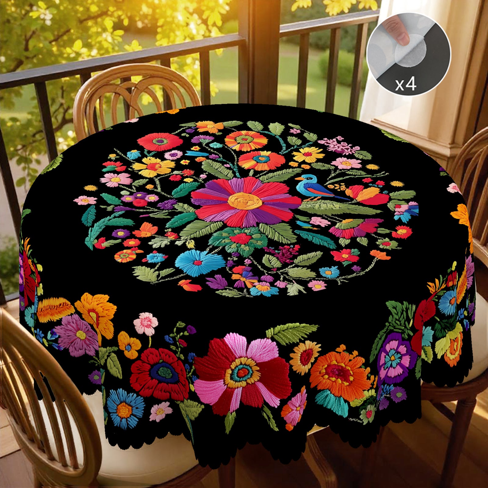 Sunflower Tablecloth with Colorful Floral Design, Dustproof Easy-Care Dining Table Cover for Indoor Outdoor Festive Decor