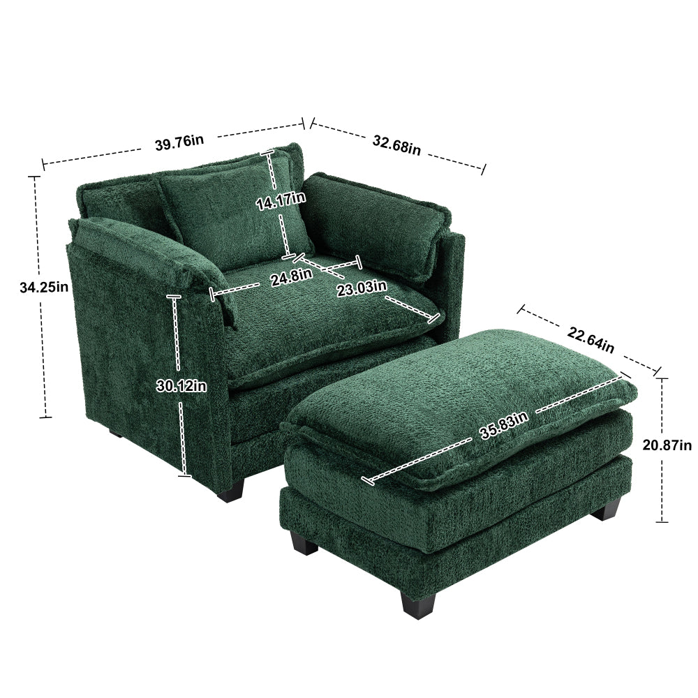 Chic Crate - 55.32*39.76" Oversized Sofa Indoor,Portable ottoman,Boucle Single Sofa Bed with Wider seat,Double deep cushion,Strong wrapping of thick armrests for Living Room,Bedroom.3 Colors.