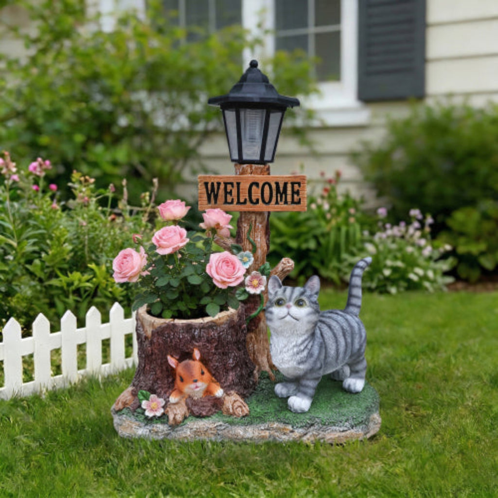 Cat Shaped Planter Statue with Lovely Appearance for Succulent and Flower Planting