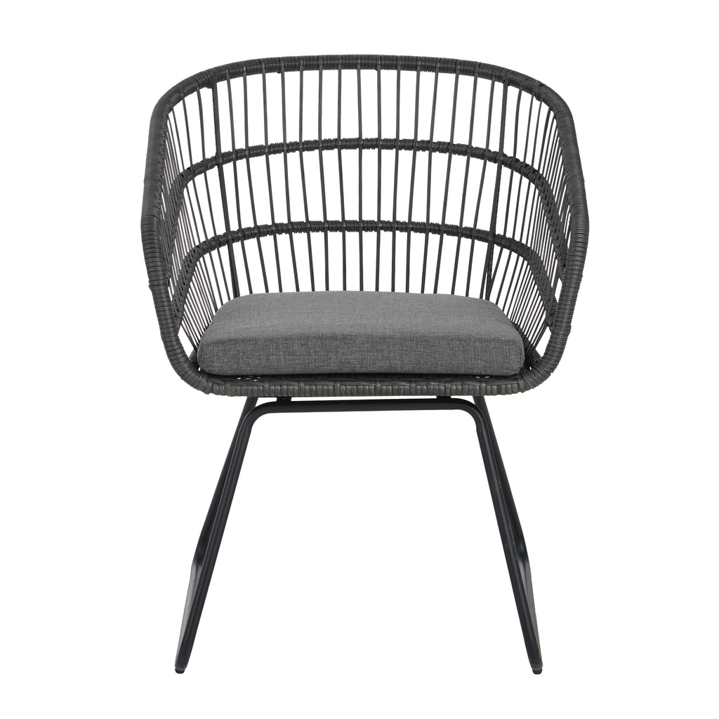 Outdoor Patio Dining Chairs Set of 2 Wicker Armchairs with Removable Cushions