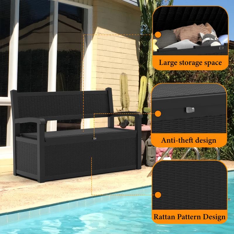 Chic Crate 70 Gallon Bench Deck Box Durable Resin Outdoor Storage And Organization