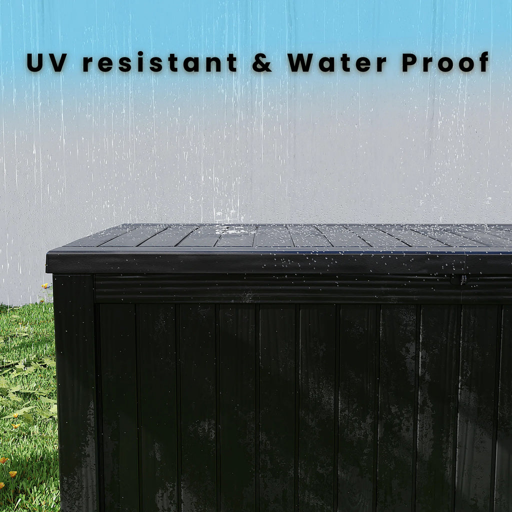 180 Gallon Resin Deck Box, Water-Resistant Lockable Outdoor Storage Box for Patio Organization