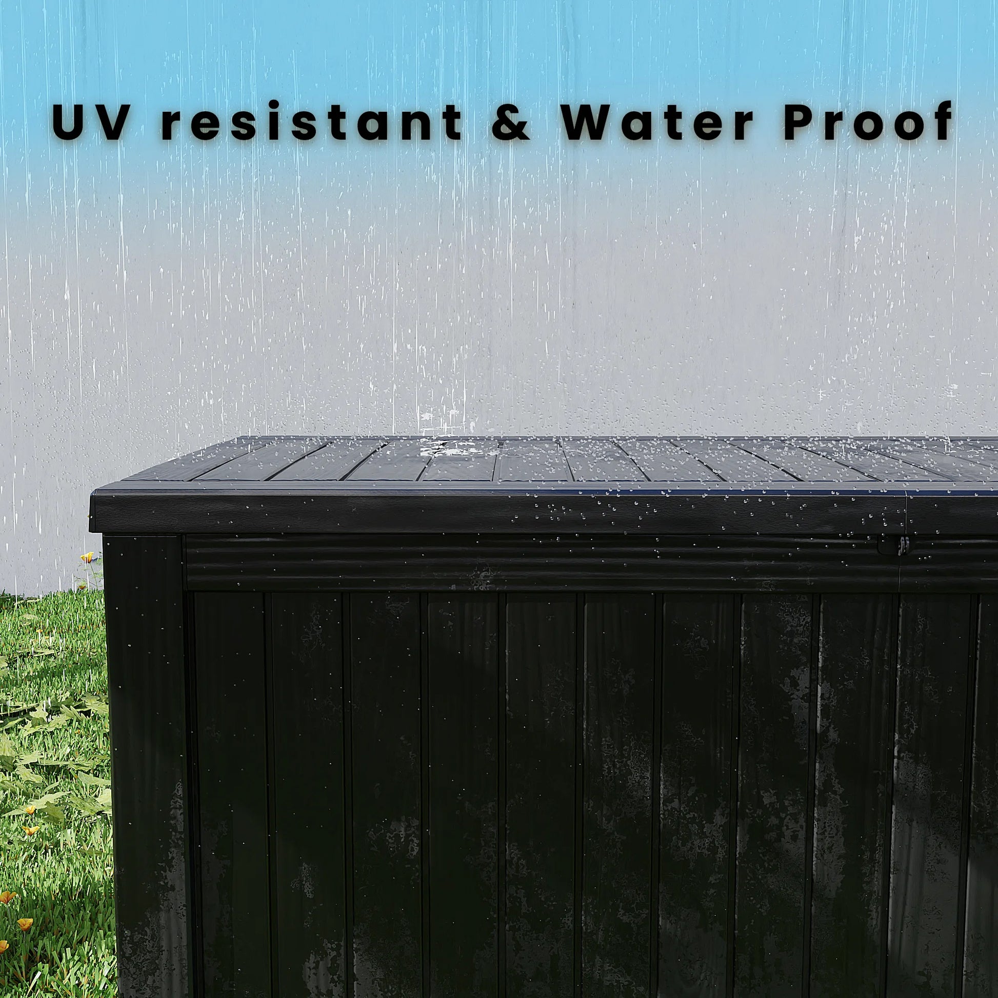 180 Gallon Resin Deck Box, Water-Resistant Lockable Outdoor Storage Box for Patio Organization