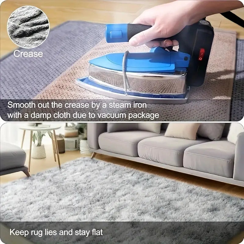 Tie-Dyed Gray Shag Rug, Ultra Soft 1.7" Plush, Non-Slip, 100% Polyester for Bedroom or Living Room