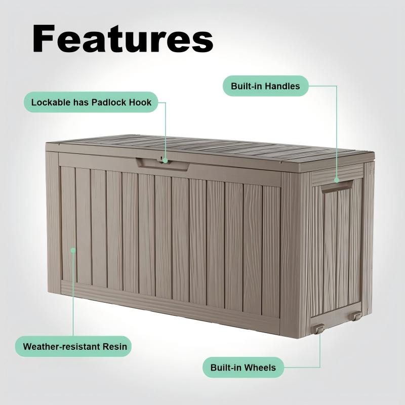 Chic Crate 75-gal Water Resistant Resin Lockable Deck Box - Light Gray