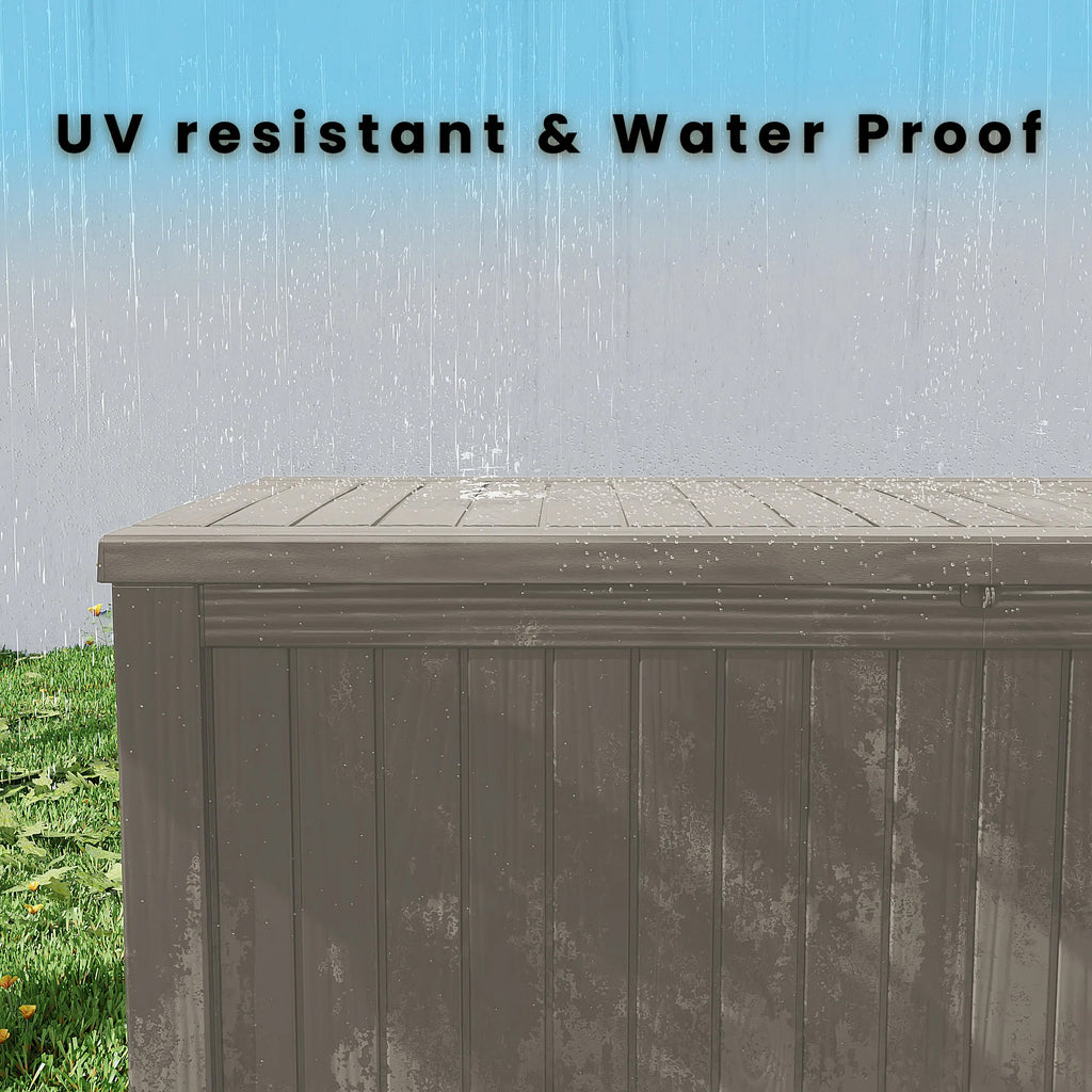 180 Gallon Resin Deck Box, Water-Resistant Lockable Outdoor Storage Box for Patio Organization