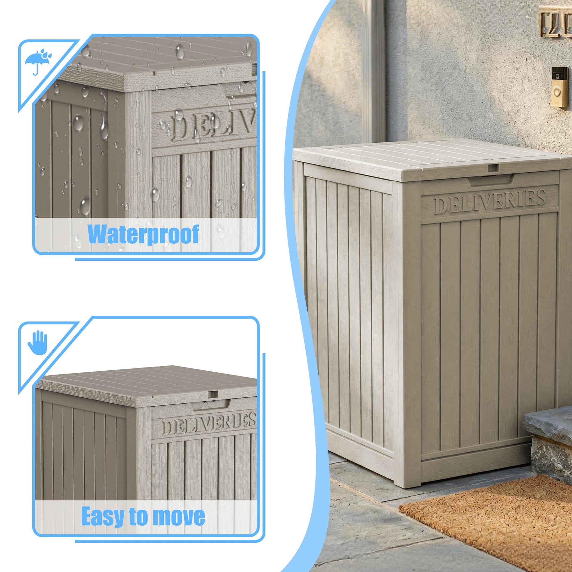 Large Package Delivery Box,Waterproof Deck Box for Porch & Patio,Lockable Resin Outdoor Storage Box