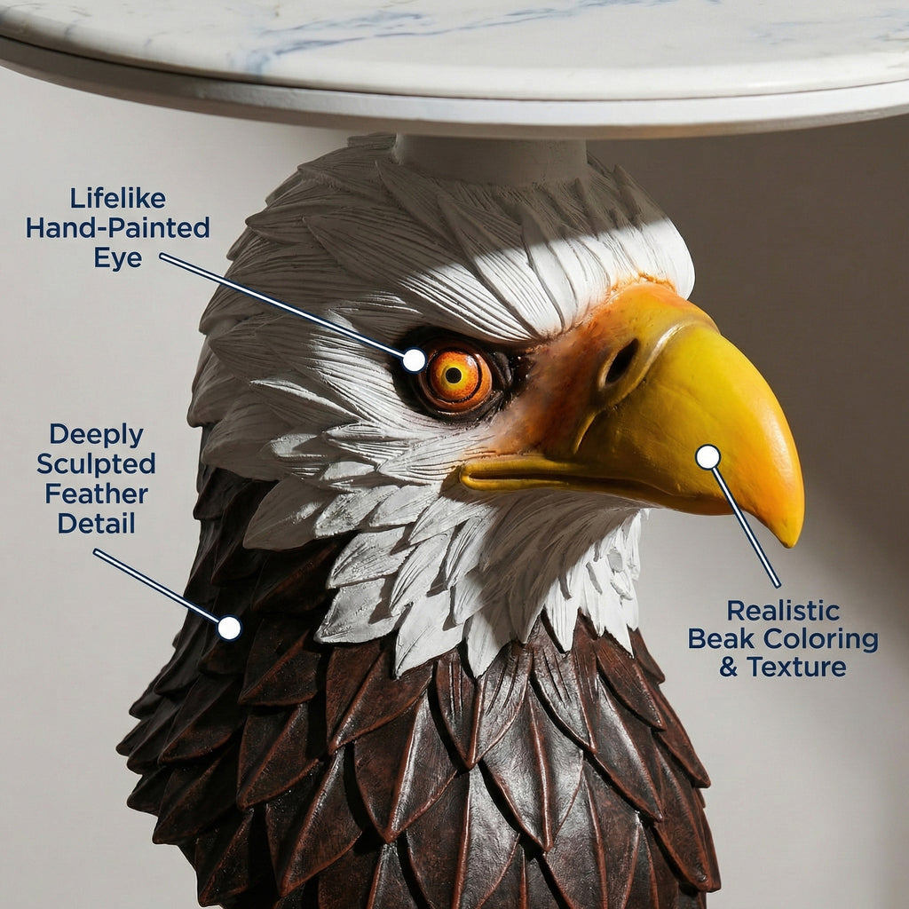 Eagle Head Accent Table, Animal Statue End Table for Living Room Home Decor