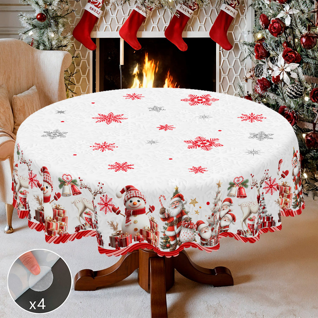 Christmas Tablecloth, Winter Snowman Christmas House Christmas Trees Tablecloth Washable Tablecloth for Party Picnic Dinner Decor
