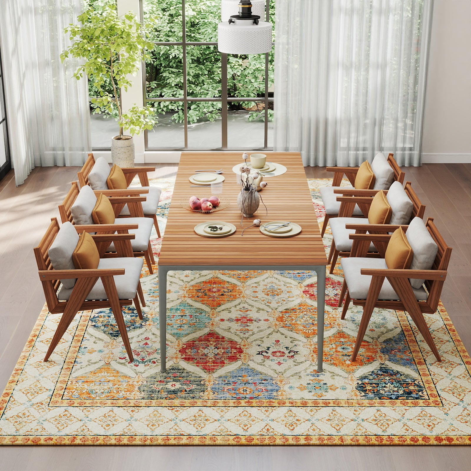 5x7ft Washable Vintage Area Rug, Thin Distressed Non-Slip Traditional Carpet for Living Room Bedroom Kitchen Dining Room