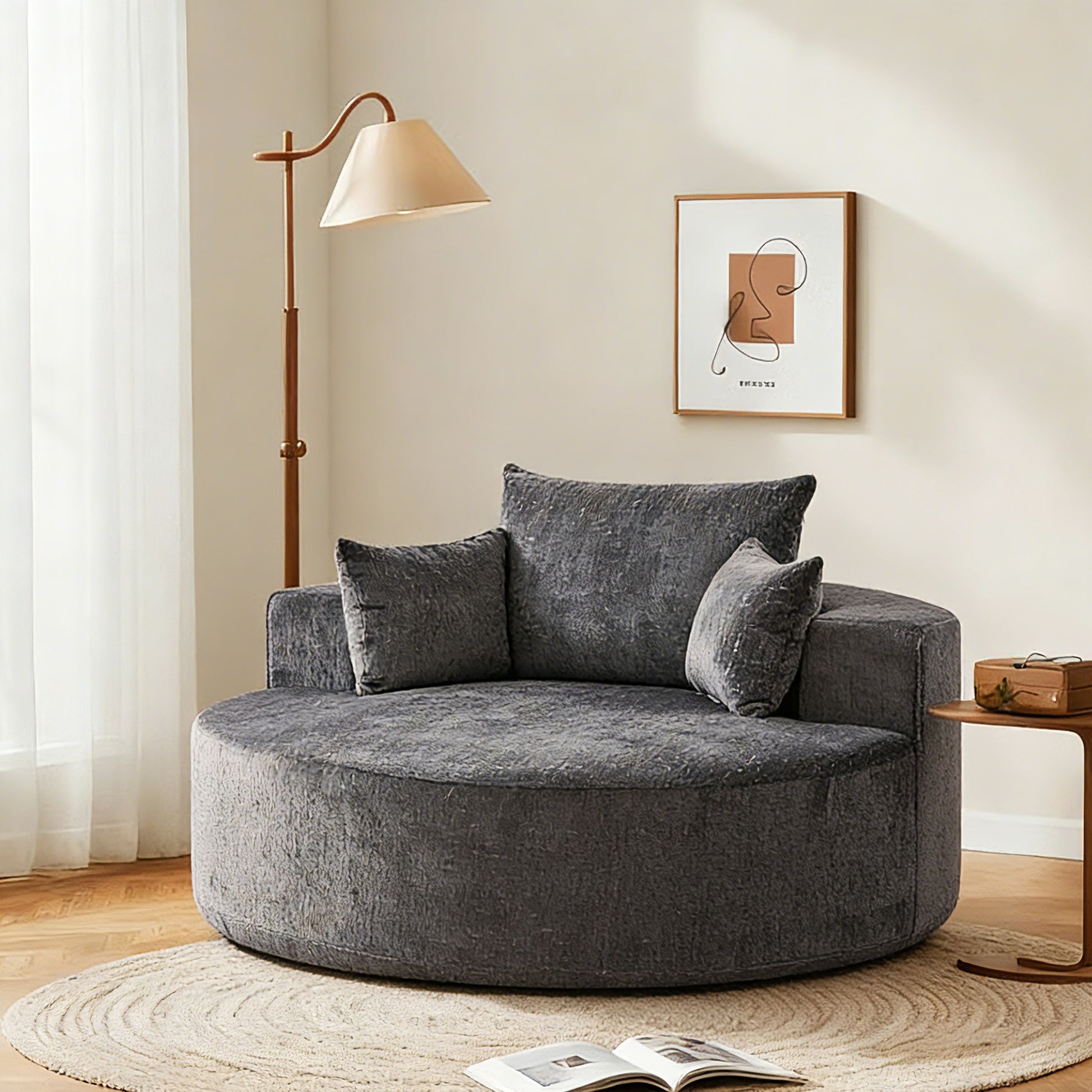 Cozy Fluffy Sleeper Chair Comfortable Single Sofa for Home Lounge and Projection Room